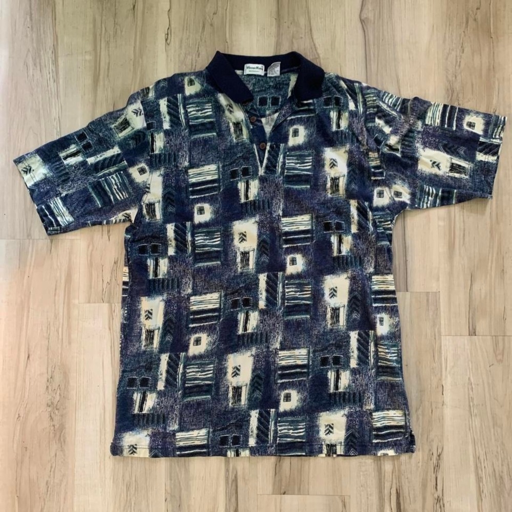 Vintage 1990s Hawaiian polo shirt‎ size XL Winner Mate Sportswear